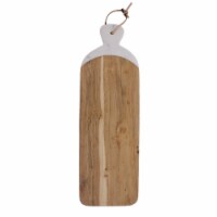 Long Wooden and Marble Cutting Board, Brown- Saltoro Sherpi