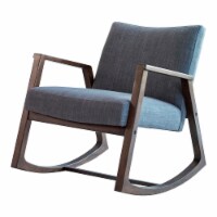 Fabric Rocking Chair with Open Wooden Arms, Gray and Brown- Saltoro Sherpi