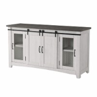 65 Inch Rustic Wooden TV Stand with 2 Door Cabinet, Gray