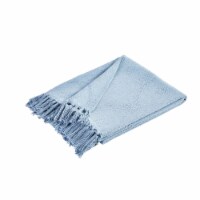 Lyon Fabric Throw with Textured Waffle Weave Design The Urban Port, Set of 2, Blue- Saltoro