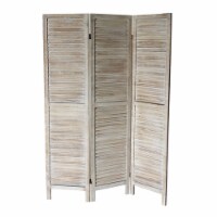 Traditional 3 Panel Room Divider with Slat Panelling, Brown