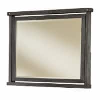 49 Inches Mirror with Rough Hewn Saw Texture, Gray