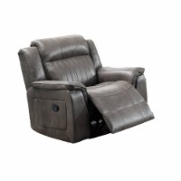 Fabric Manual Recliner Chair with Pillow Top Arms, Gray- Saltoro Sherpi
