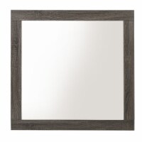 Transitional Style Rectangular Mirror with Natural Wood Grain Details, Gray