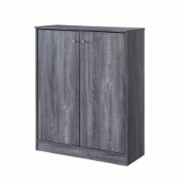 Benjara 13.25  Transitional Solid Wood Shoe Cabinet with 2 Drawers in Gray