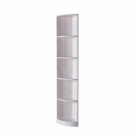 70 Inch Wooden Corner Bookcase with 5 Shelves, White Oak- Saltoro Sherpi