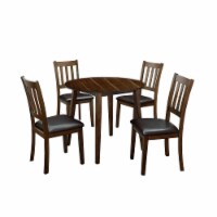 Wooden Dining Table with Ladder Back Style Chairs, Set of 5, Brown