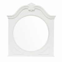 Scallop Design Molded Top Round Mirror with Beaded Design, White