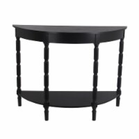 Half Moon Wooden Console Table with Open Shelf and Turned Legs, Gray