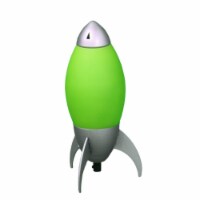 Kid Table Lamp with Rocket Design Silhouette, Green- Saltoro Sherpi