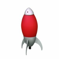 Kid Table Lamp with Rocket Design Silhouette, Red- Saltoro Sherpi