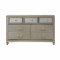 Dresser with 7 Storage Drawers and Turnip Feet, Champagne Gold