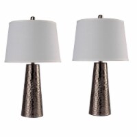 Table Lamp with Hammered Metal Base, Set of 2, Bronze- Saltoro Sherpi