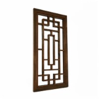 Wooden Frame Mirror with Trellis Pattern Front, Brown