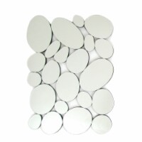 Frameless Beveled Mirror with Pebble Like Accent, Silver