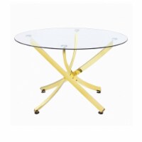 Dining Table with Glass Top and Curved Design Metal Base, Gold