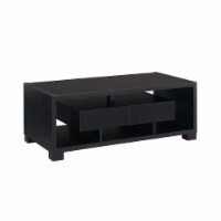 Coffee Table with 2 Drawers and Open Compartments, Black