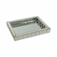 Tray with Rectangular Shape Beveled Mirror Panel Framing, Clear