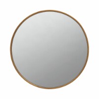 Mirror with Round Metal Frame and Ring Holder, Brass