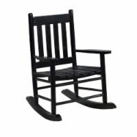 Youth Rocking Chair with Slatted Design Back and Seat, Black- Saltoro Sherpi