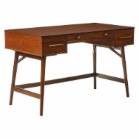 Wooden Writing Desk with 3 Drawers and Tapered Legs, Brown