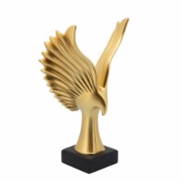 Resin Eagle Design Table Decor with Block Base, Gold- Saltoro Sherpi