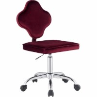 Office Chair with Leaf Shape Back and Metal Star base, Red- Saltoro Sherpi