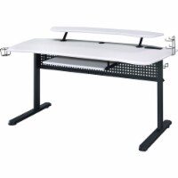 Gaming Table with USB Plugin and Headset Rack, White- Saltoro Sherpi