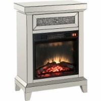 LED Fireplace with Remote Control and 1 Drawer, Silver