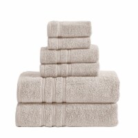 Veria 6 Piece Towel Set with Plush Cotton Fabric The Urban Port, Beige- Saltoro Sherpi