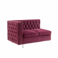 Loveseat with Velvet Upholstery and Metal Legs, Red- Saltoro Sherpi
