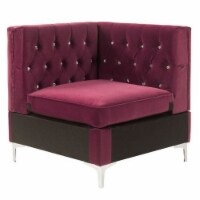 Corner Wedge with Velvet Upholstery and Metal Legs, Red- Saltoro Sherpi