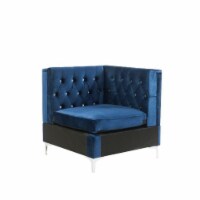 Corner Wedge with Velvet Upholstery and Metal Legs, Blue- Saltoro Sherpi