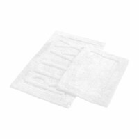 Veria 2 Piece Bath Mat with RELAX Sculpted Details, The Urban Port, White- Saltoro Sherpi