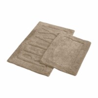 Veria 2 Piece Bath Mat with RELAX Sculpted Details, The Urban Port, Beige- Saltoro Sherpi