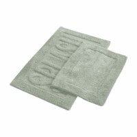 Veria 2 Piece Bath Mat with SPLASH Sculpted Details, The Urban Port, Green- Saltoro Sherpi