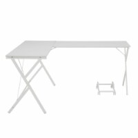 Computer Desk with X Metal Accent and CPU Holder, White- Saltoro Sherpi