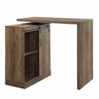 Bar Table with Swivel Table Top and Barn Sliding, Rustic Brown- Saltoro Sherpi