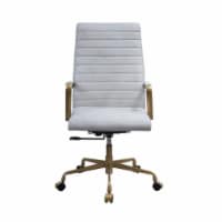 Office Chair with Horizontal Channel Tufting, Vintage White and Brown- Saltoro Sherpi