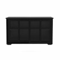 Server with 2 Glass Sliding Doors and 1 Shelf, Dark Brown- Saltoro Sherpi