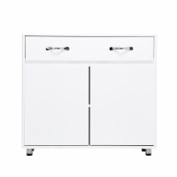 Server with 2 Door Storage and 1 Drawer, White- Saltoro Sherpi