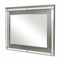 Mirror with LED and Mirrored Trim Accent, Silver