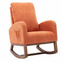 Rocking Chair with Fabric Upholstery and High Back, Orange- Saltoro Sherpi
