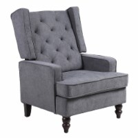Rocking Chair with Button Tufted Wingback and Track Arms, Gray- Saltoro Sherpi
