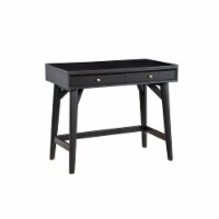 Writing Desk with 2 Drawers and Angled Legs, Black