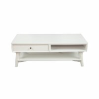 Coffee Table with 1 Drawer and Open Shelf, White