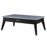 Coffee Table with Marble Top and Angled Legs, Brown