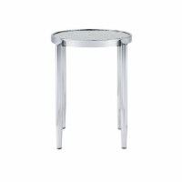 End Table with Tubular Rounded Legs and Frosted Glass Top, Silver