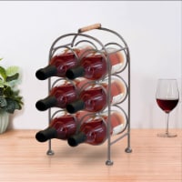 20 Inch Industrial Wine Rack Holder, Arched Iron Frame, 6 Bottle Storage,