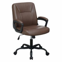 Office Chair with Curved Arms and Leatherette Upholstery, Brown- Saltoro Sherpi
